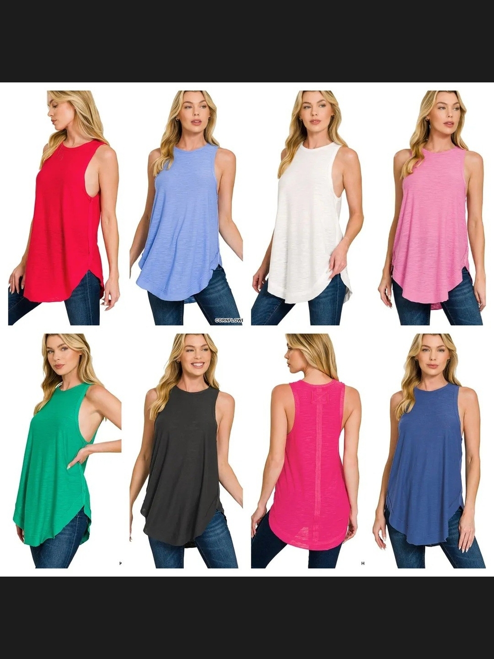 Zenana Sleeveless Tunic Tank Top - White